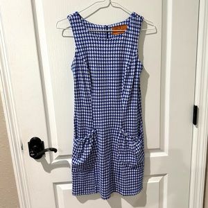Voom by Joy Han Blue and White Houndstooth Sheath Dress Sz S